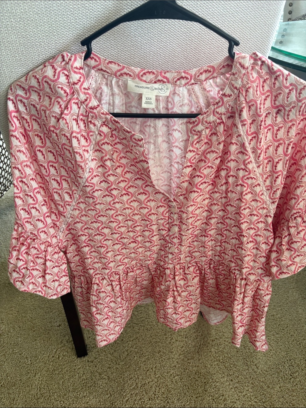 Treasure & Bond Pink Paisley-Style Peasant Tunic